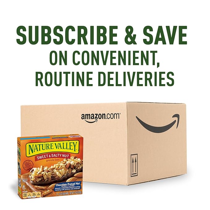 Nature Valley Granola Bars, Sweet and Salty Nut, Chocolate Pretzel, 6 Bars, 7.4 OZ (Pack of 12)
