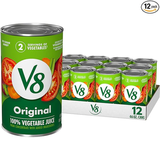 V8 Original 100% Vegetable Juice, 46 fl oz Can (12 Pack)