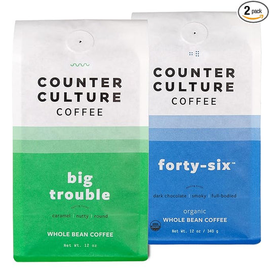 Counter Culture Coffee - Whole Bean Coffee - Multi-Pack - One 12oz Bag of Each (Big Trouble and Forty-Six)