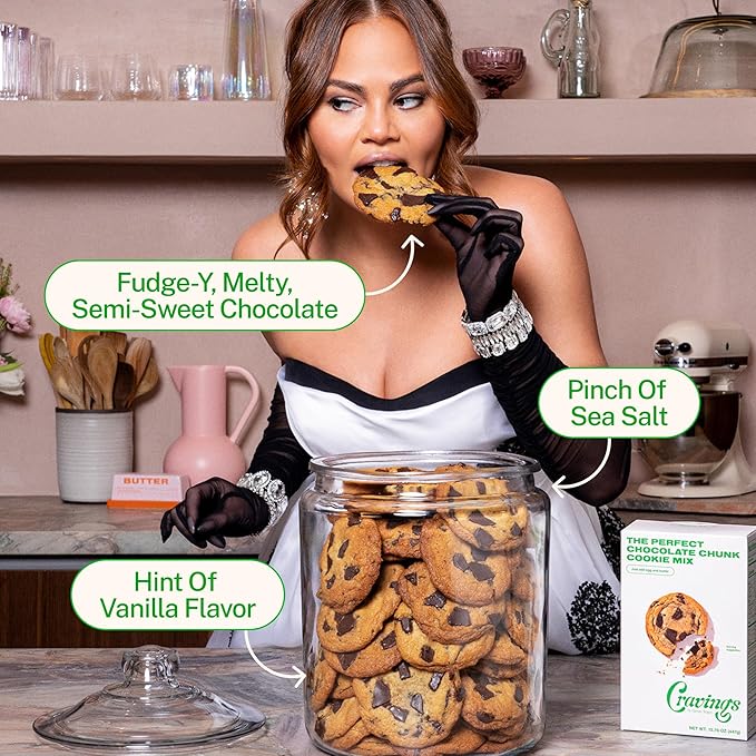 Cravings by Chrissy Teigen Chocolate Chip Cookie Mix, Vegan, Makes 12, 4-inch Chocolate Chunk Cookies 15.76 oz (Pack of 3)
