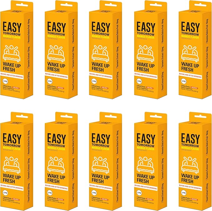 Easy Tomorrow Jelly Stick Before/After Drink Alcohol, After Party Recovery & Relief for Great Night & Better Morning, Party Vacation Aid, Liver Cleanse Detox, Mango Flavored, 상쾌환, 20 Sticks