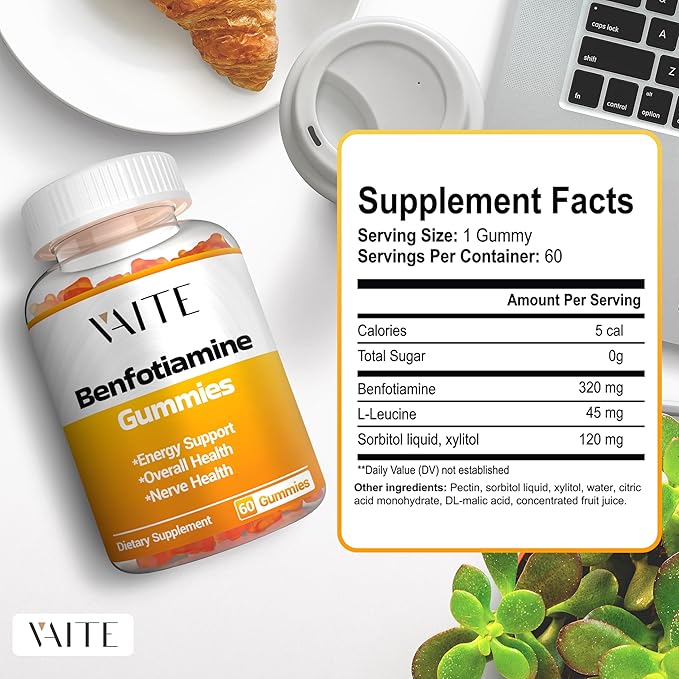 Benfotiamine Gummies with L-Leucine Supplement: Essential B1 Complex
