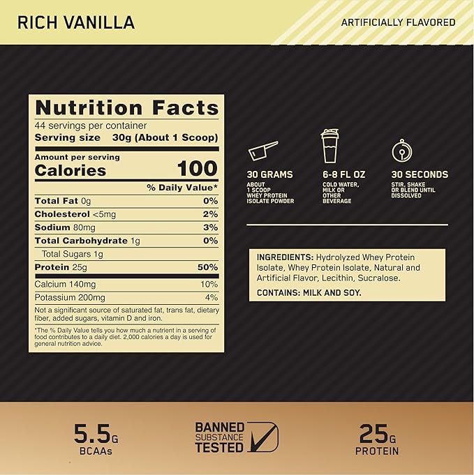 Optimum Nutrition Gold Standard 100% Isolate, 2.91 Pounds, 44 Servings