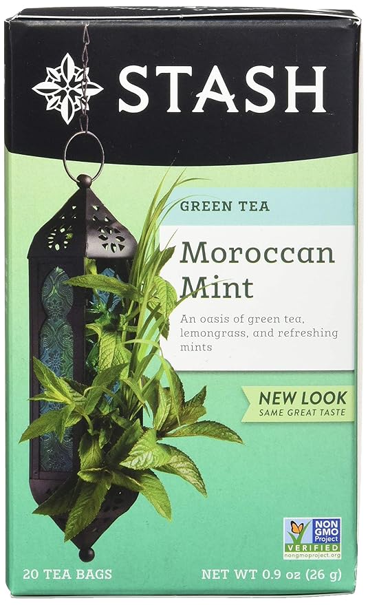 Stash Tea Moroccan Mint Green Tea - Caffeinated, Non-GMO Project Verified Premium Tea with No Artificial Ingredients, 20 Count (Pack of 6) - 120 Bags Total