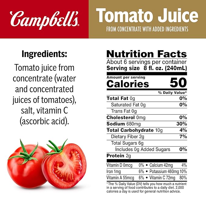 Campbell's Tomato Juice, 46 oz. Bottle (Pack of 6)