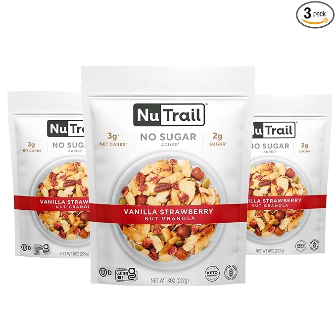 NuTrail Nut Granola Cereal, Vanilla Strawberry, 8 oz. 3 Count