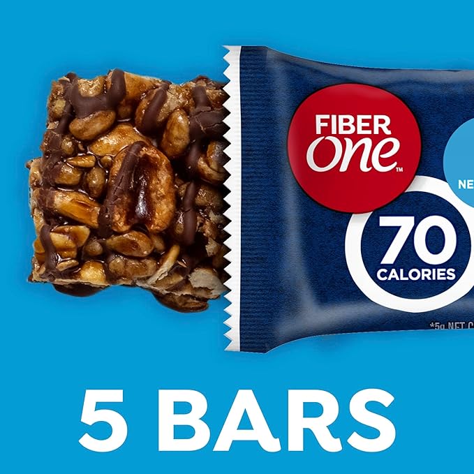 Fiber One 80 Calorie Chewy Bars, Chocolate Peanut Butter, Snack Bars, 5 Ct, 4.1 oz