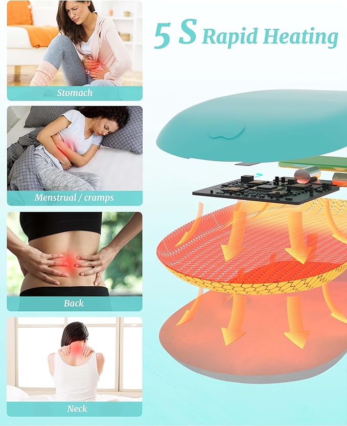 Portable Heating Pad for Cramps, Upgrade 6 Heat 6 Massage