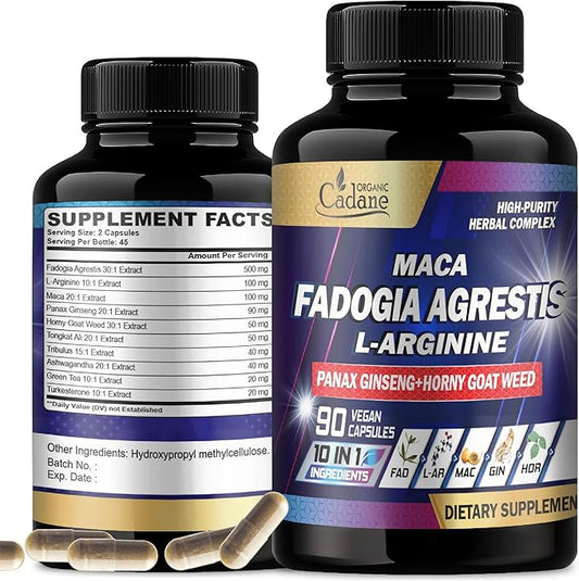 Organic Cadane Fadogia Agrestis Supplement 24100mg 90 Capsules