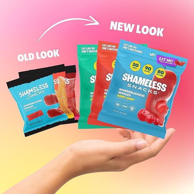 Shameless Snacks New Flavors Bundle Healthy Low Carb Keto Gummies Beary Cherry, Wunderlicious Whales and Chilli Mango