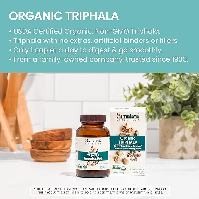 Himalaya Organic Triphala, Colon Cleanse & 688 mg, 90 Caplets, 2 Month