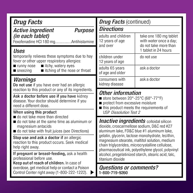 Amazon Basic Care, 24 Hour Allergy 180 mg, 60 Count