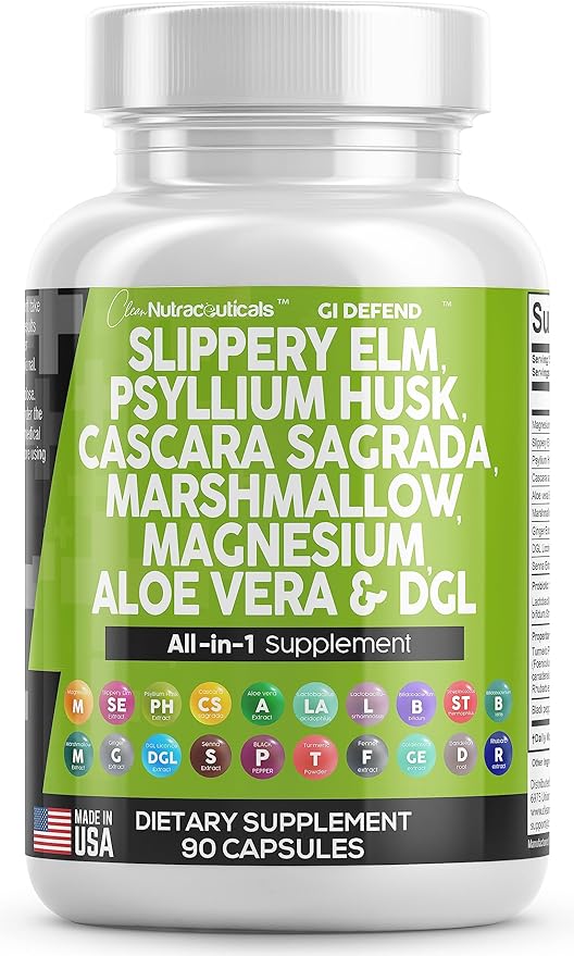 Clean Nutraceuticals Slippery Elm 5000mg Psyllium 2000mg Pre 2000mg Marshmallow