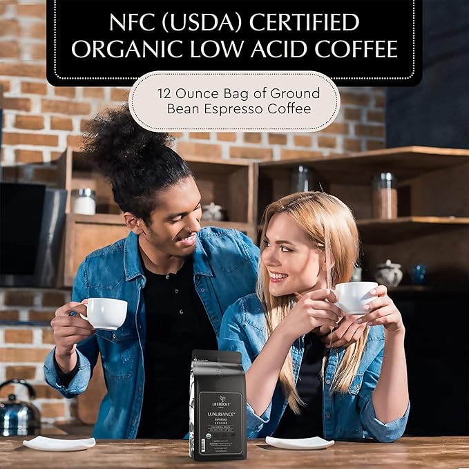 Lifeboost Coffee Espresso Ground Coffee - Low Acid Single Origin USDA Organic Coffee - Non-GMO Espresso Coffee Third Party Tested For Mycotoxins & Pesticides (Espresso Ground 12oz x 3 pack)