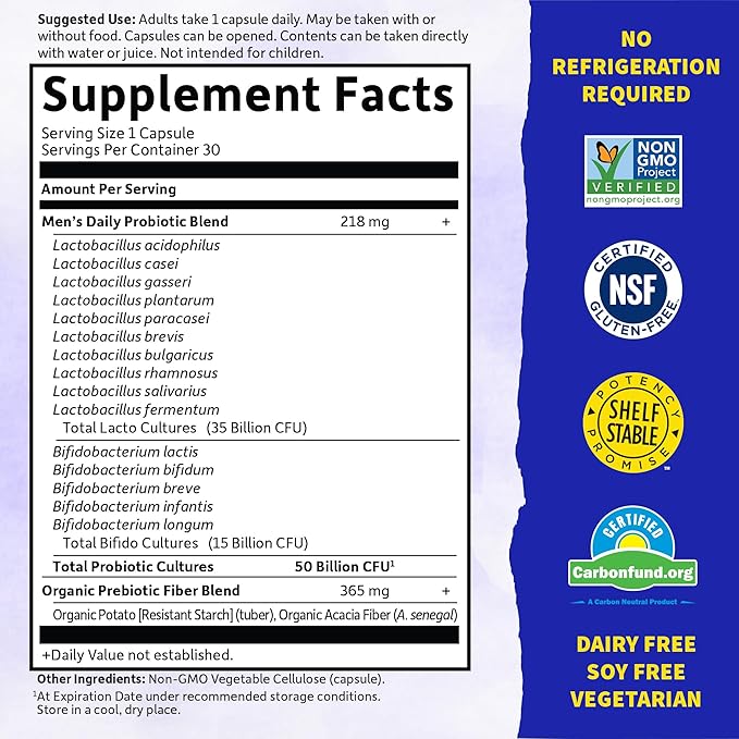 Garden of Life Probiotics for Men 50 Billion 15 Probiotics 30 Capsules