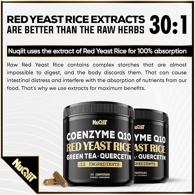 Red Yeast Rice 13500mg Green Tea 4500mg Quercetin 4500mg Supplement 60 Capsules