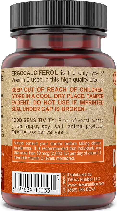 DEVA Vegan Vitamin D2 60 mcg 2400 IU, 90 Tablets 3)
