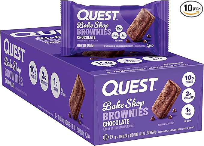 Quest Bake Shop, Chocolate Brownies, 10g Protein, 2g Net Carbs, 1g Sugar, 10 Count