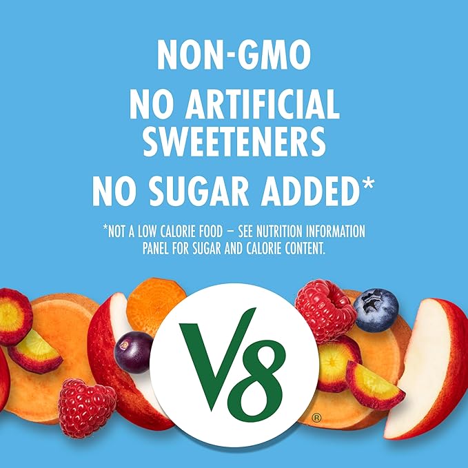 V8 Acai Mixed Berry 100% Fruit and Vegetable Juice, 46 fl oz Bottle (6 Pack)