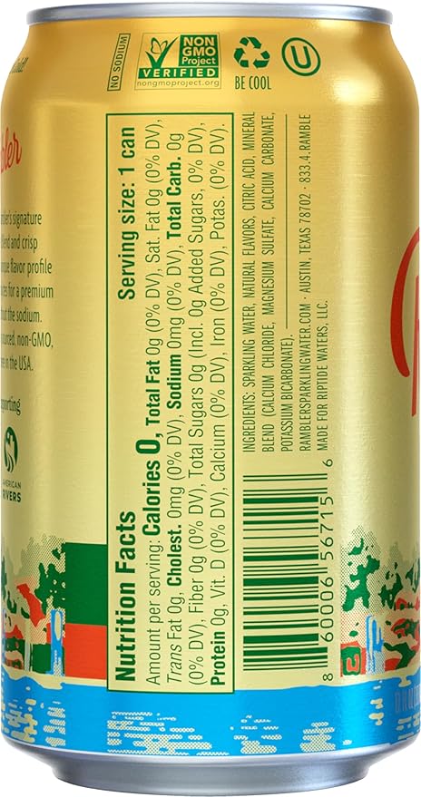 AUTX RAMBLER Satsuma Sparkling Water, Limestone Mineral Blend, 12-Ounce Cans, 12-Pack