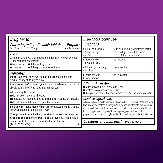 Amazon Basic Care Allergy Relief, 24 180 mg, 70 Count