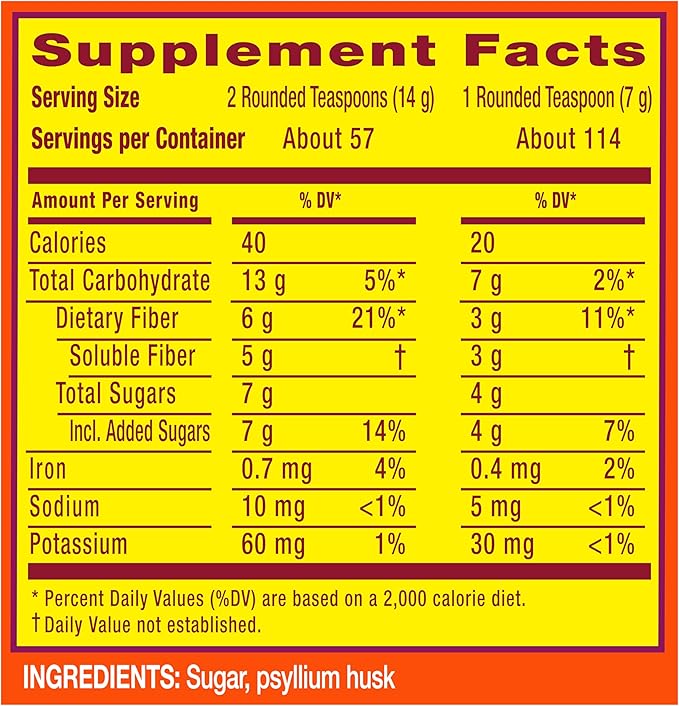Metamucil, Daily Psyllium Husk Powder Supplement 4-in-1 Fiber 114 Servings