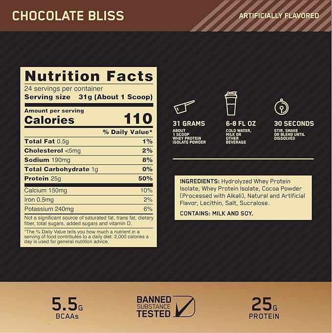 Optimum Nutrition Gold Standard 100% Isolate, 1.64 Pounds, 24 Servings