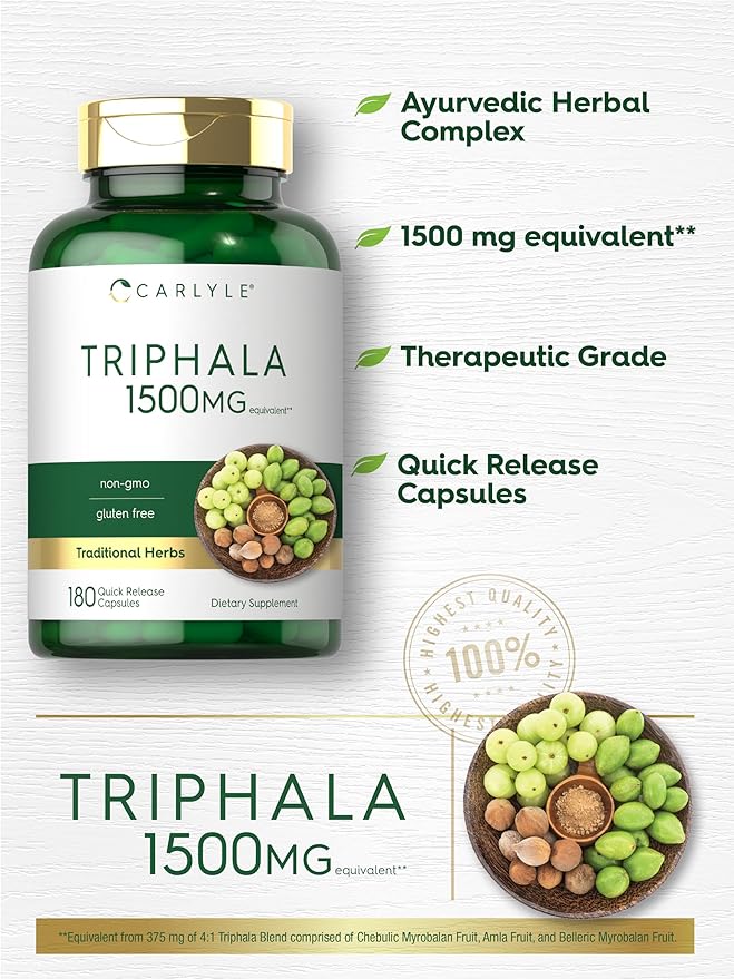 Carlyle Triphala Capsules 1500mg | 180 Count