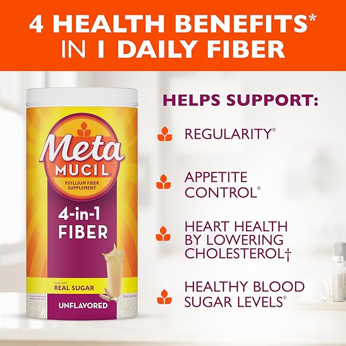 Metamucil, Daily Psyllium Husk Powder Supplement 4-in-1 Fiber 114 Servings