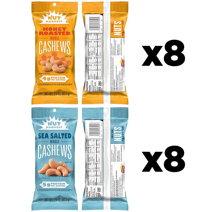 Nut Harvest, Sweet & Salty Cashews 2.25 Ounce 16)