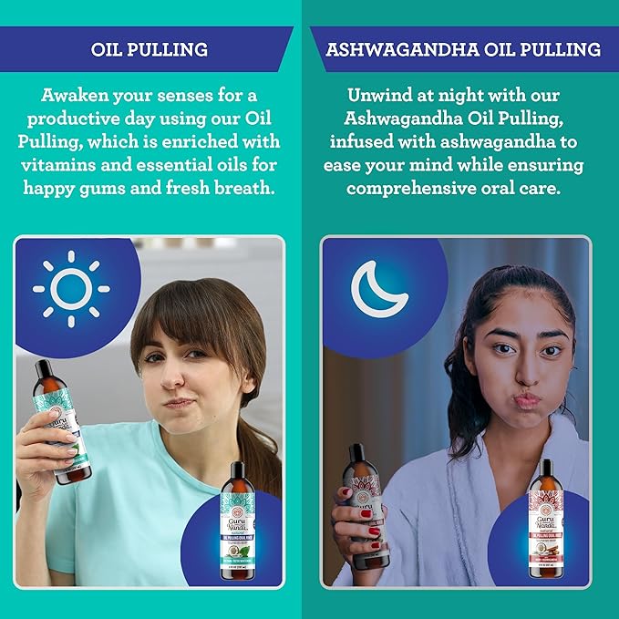 GuruNanda Coconut Oil Pulling, Fresh Breath 7 Essential 8 oz