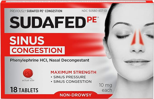 Sudafed PE Sinus Congestion Maximum Strength 18 ct