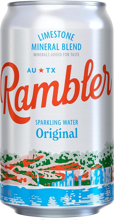 AUTX RAMBLER Sparkling Water, Limestone Mineral Blend, Original Flavor, 12-Ounce Cans, Three 8-Packs (24 Cans)