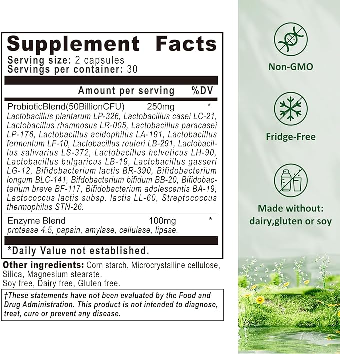 Probiotics for Women & Men 50 Billion 18 Strains 5 Digestive 60ct