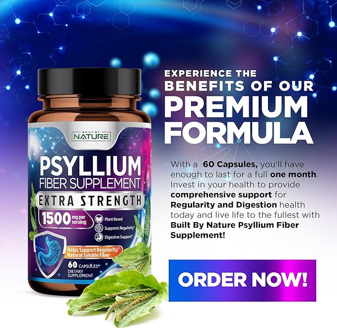 Psyllium Husk Capsules 1500mg 60 Capsules