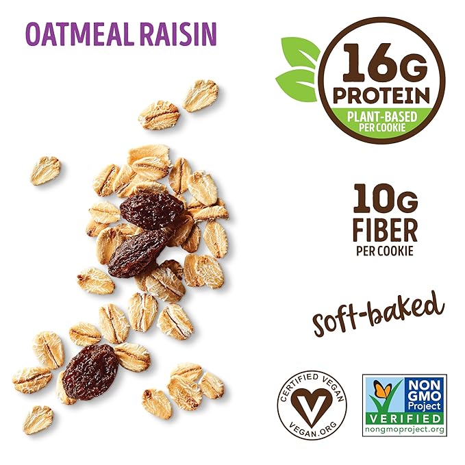 Lenny & Larry's The Complete Cookie, Oatmeal Raisin, 16g Plant Protein, Vegan, Non-GMO, 4 Ounce (Pack of 12)