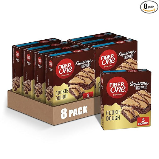 Fiber One Supreme Brownies, Cookie Dough, Snack Bars, 1.13 oz, 5 ct (Pack of 8)