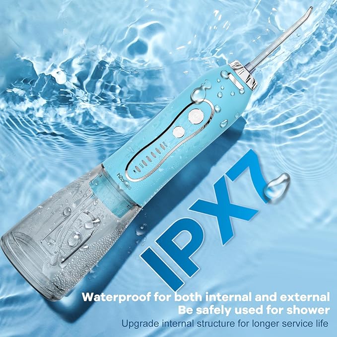 Water Dental Flosser Teeth Cleaner Pick, H2ofloss Cordless Irrigator,5 Mode IPX7 Waterproof 300ML Rechargeable