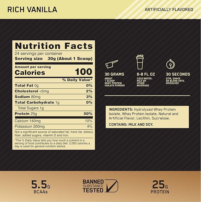 Optimum Nutrition Gold Standard 100% Isolate, 1.58 Pounds, 24 Servings