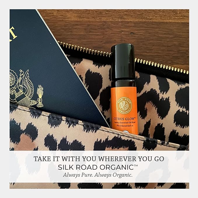 Organic Citrus Glow Essential Oil Revive Blend Roll On, 100% Pure USDA Certified Citrus & Vanilla - Uplifting, & Energizing - 10 ml Roller by Silk Road Organic - Always Pure, Always Organic