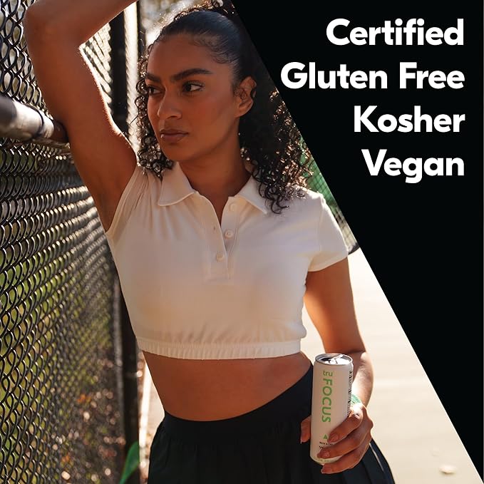Tru Focus Seltzer, Adaptogen Nootropic Drink with Yerba Mate, Apple Flavor, Sparkling Water, 100mg Natural Caffeine, Kosher, Gluten-Free, Vegan, Low-Calorie, No Sugar Added, 12oz (Pack of 12)
