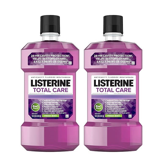 Listerine Total Care Anticavity Fluoride Mouthwash, 99.9% of 1L (Pack 2)