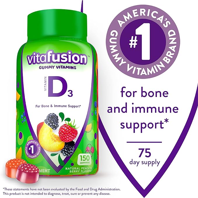 Vitafusion Probiotic Gummy Supplements, Raspberry, Peach D3 Gummy