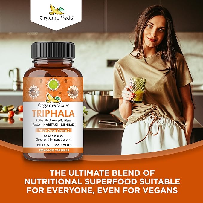 Organic Veda Triphala Capsules with Natural 120 Count