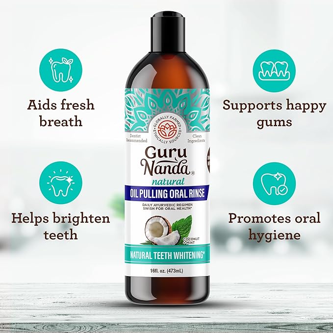 GuruNanda Coconut Oil Pulling, Fresh Breath 7 Essential 16 oz
