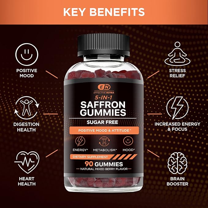Saffron Gummies - Sugar Free Saffron D2, Passion (90ct)