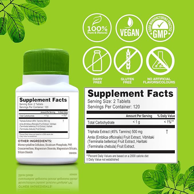 GuruNanda Digestiva Triphala (240 Tablets), Supports
