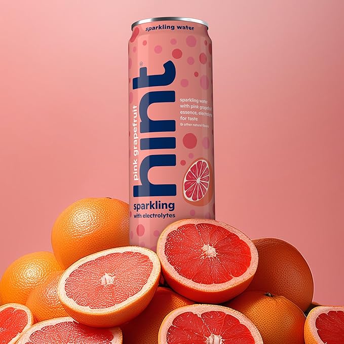 Hint Sparkling Water, Pink Grapefruit - Canned Flavored Water Beverages with Electrolytes, Zero Calories, and Sugar Free - 12 Fl Oz Cans (Pack of 12)