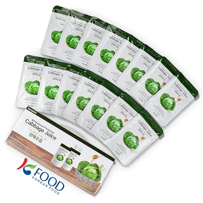 TerraPick Green Cabbage Juice Sweetened with Manuka Honey - Natural Cabbage Extract Juice Vegetable Juice Superfood (3.04 fl oz X 30 pouches)