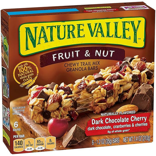Nature Valley Fruit and Nut Granola Bars, Dark Chocolate Cherry, 6 ct, 7.4 OZ